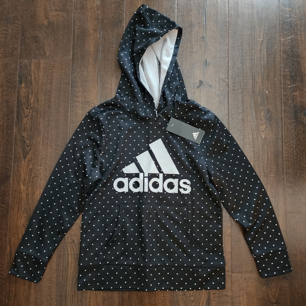 Adidas polka dot hoodie - girls size Med 10/12